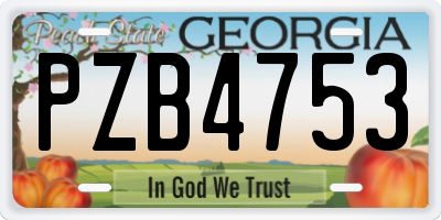 GA license plate PZB4753