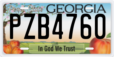 GA license plate PZB4760