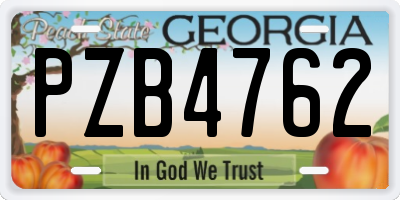GA license plate PZB4762