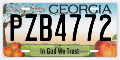 GA license plate PZB4772