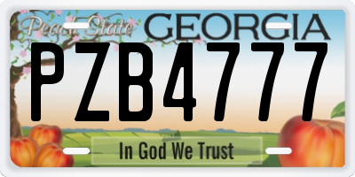 GA license plate PZB4777