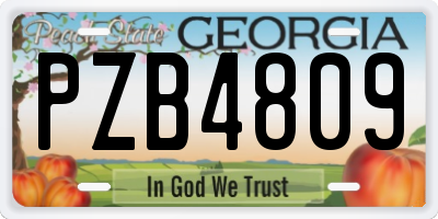 GA license plate PZB4809