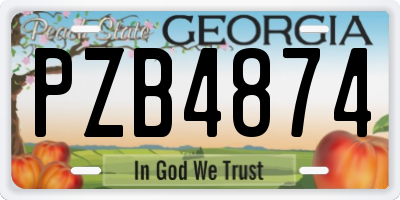GA license plate PZB4874
