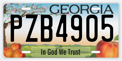 GA license plate PZB4905