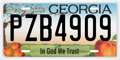 GA license plate PZB4909