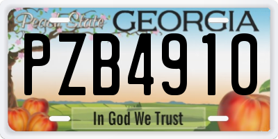 GA license plate PZB4910