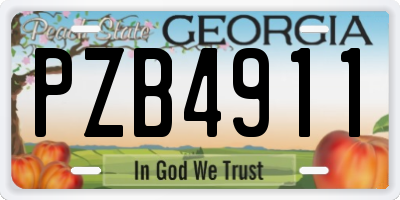 GA license plate PZB4911