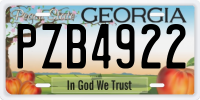 GA license plate PZB4922