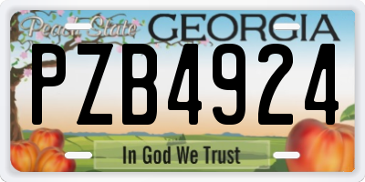 GA license plate PZB4924