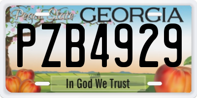 GA license plate PZB4929