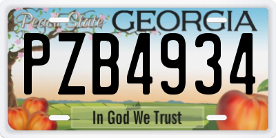 GA license plate PZB4934