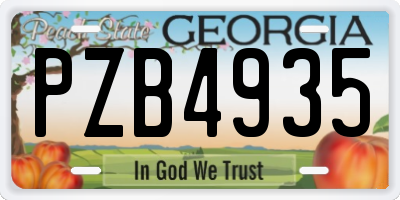 GA license plate PZB4935