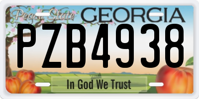 GA license plate PZB4938
