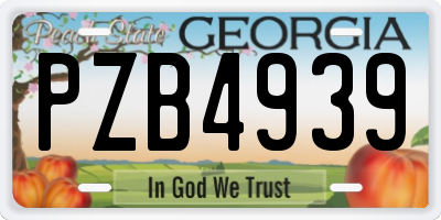 GA license plate PZB4939