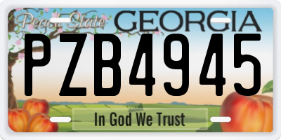 GA license plate PZB4945