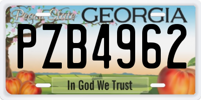 GA license plate PZB4962