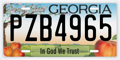 GA license plate PZB4965