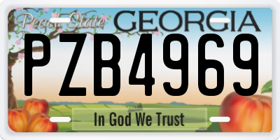 GA license plate PZB4969
