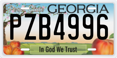 GA license plate PZB4996