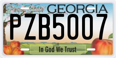 GA license plate PZB5007