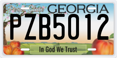 GA license plate PZB5012