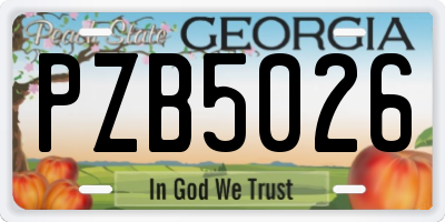 GA license plate PZB5026