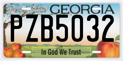 GA license plate PZB5032