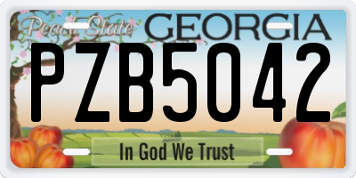 GA license plate PZB5042
