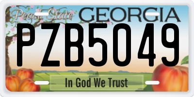GA license plate PZB5049