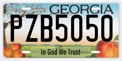 GA license plate PZB5050