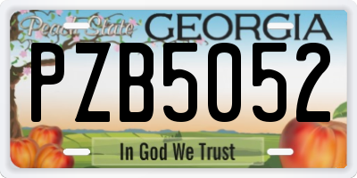 GA license plate PZB5052