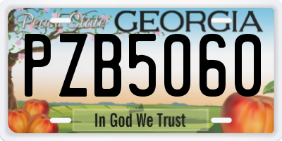 GA license plate PZB5060