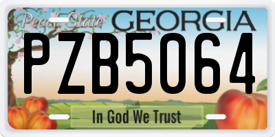 GA license plate PZB5064