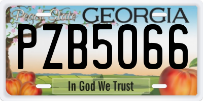 GA license plate PZB5066