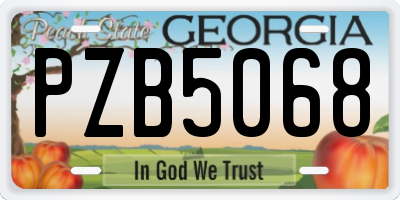 GA license plate PZB5068