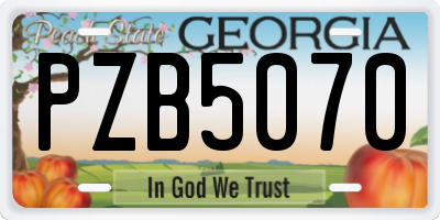 GA license plate PZB5070