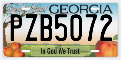 GA license plate PZB5072