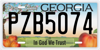 GA license plate PZB5074