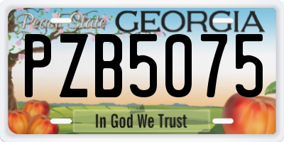 GA license plate PZB5075