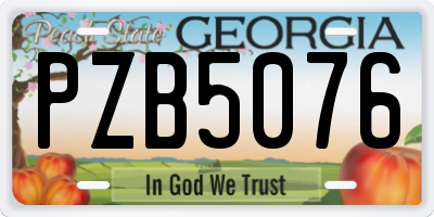 GA license plate PZB5076