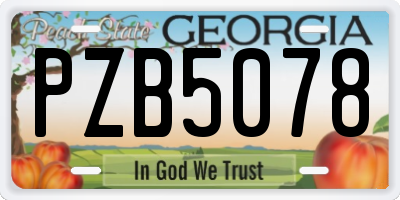 GA license plate PZB5078
