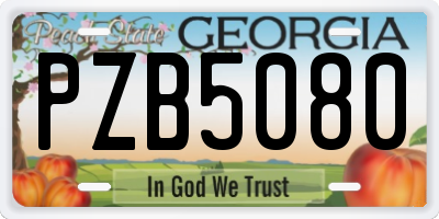 GA license plate PZB5080