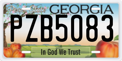 GA license plate PZB5083