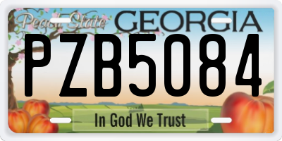 GA license plate PZB5084