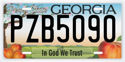 GA license plate PZB5090