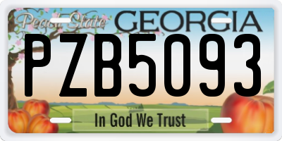 GA license plate PZB5093