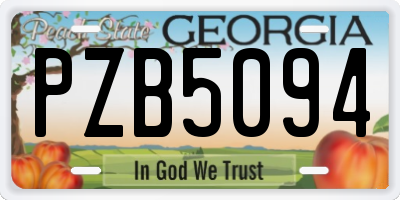 GA license plate PZB5094