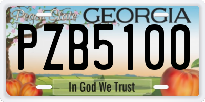 GA license plate PZB5100