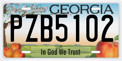 GA license plate PZB5102