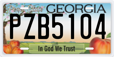GA license plate PZB5104